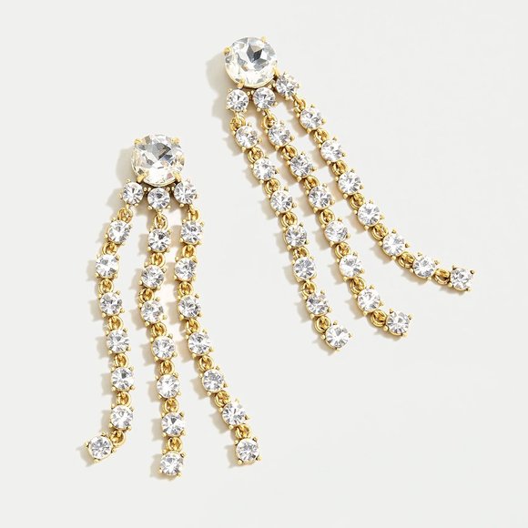 SOLD J.Crew Crystal Fringe Statement Earrings - Picture 5 of 9
